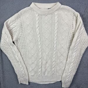 Vintage‎ Greatland Cream Ivory Knit Pullover Chunky Sweater Acrylic Sz Large